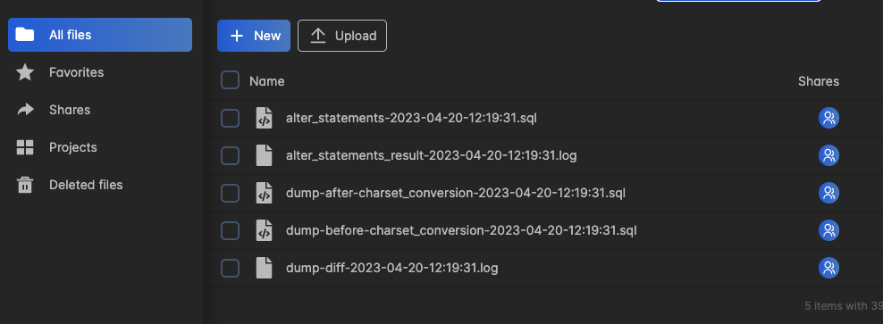 files generated after charset conversion
